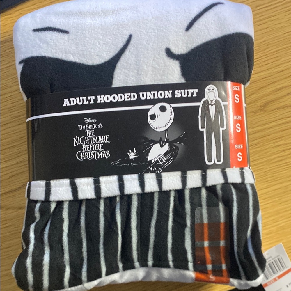 Disney The Nightmare Before Christmas Adult Hooded Union Suit - Black and White